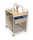 Standard 10 Screen Utility Cart with Wood Table Top